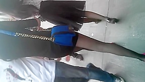 The girl in crotchless pantyhose and her friend The girl in crotchless pantyhose and her friend