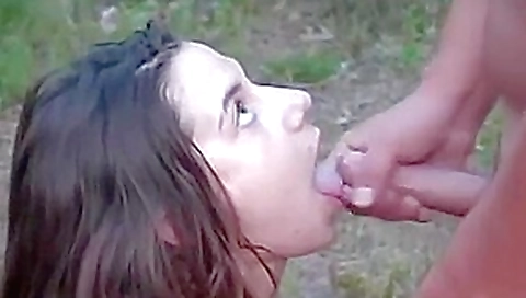 French Canadian Jackie fucks an older guy in the forest