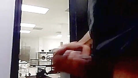 Jerkin off to two women doing laundry one watches cum