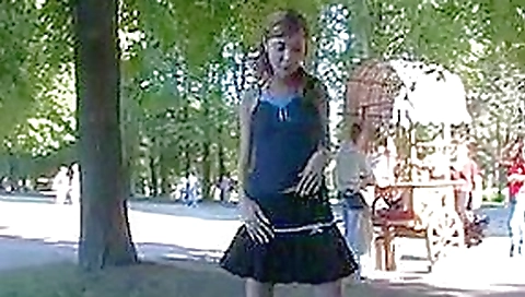 Russian babe shows naked body parts in the public