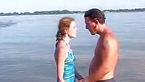 Nude beach - cute redhead fuck cim facial