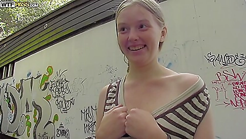 Amateur Euro babe flashes her tits Amateur Euro babe flashes her tits