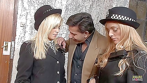 Horny Blonde Police Officers Fuck A Guy Instead Of Arresting Him Horny Blonde Police Officers Fuck A Guy Instead Of Arresting Him