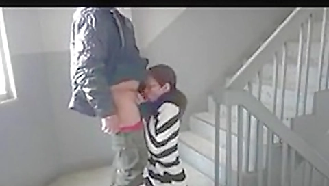 Glasses wife creampie sex in emergency stairs Glasses wife creampie sex in emergency stairs