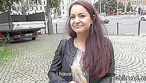 Amateur brunette Czech girl flashes tits and public sex Amateur brunette Czech girl flashes tits and public sex