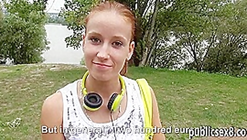 Eurobabe fucked with two horny guys in public for cash Eurobabe fucked with two horny guys in public for cash